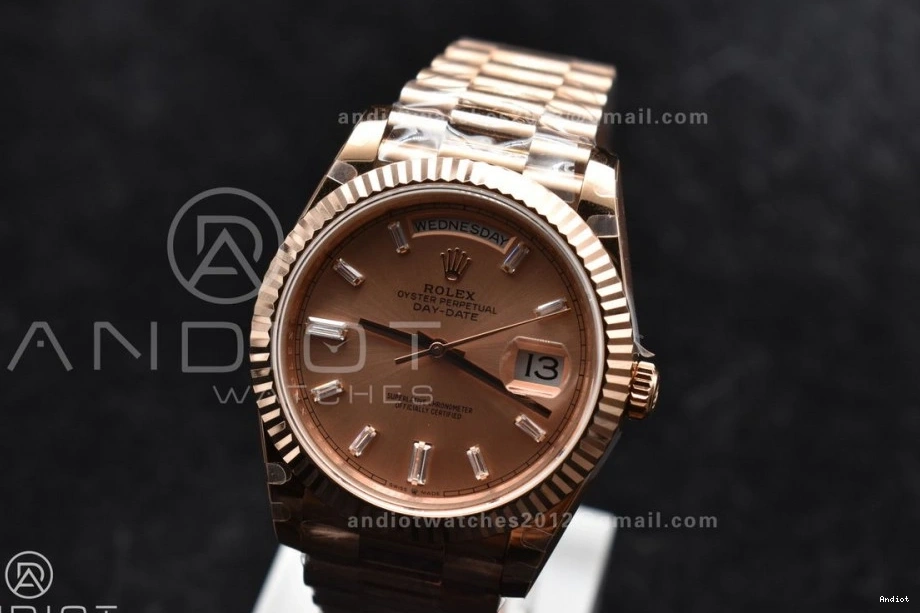 Steel Bracelet Plated 40 RG Markers V2 RG GMF President Crystal A2836 Dial DayDate 904L On 0518